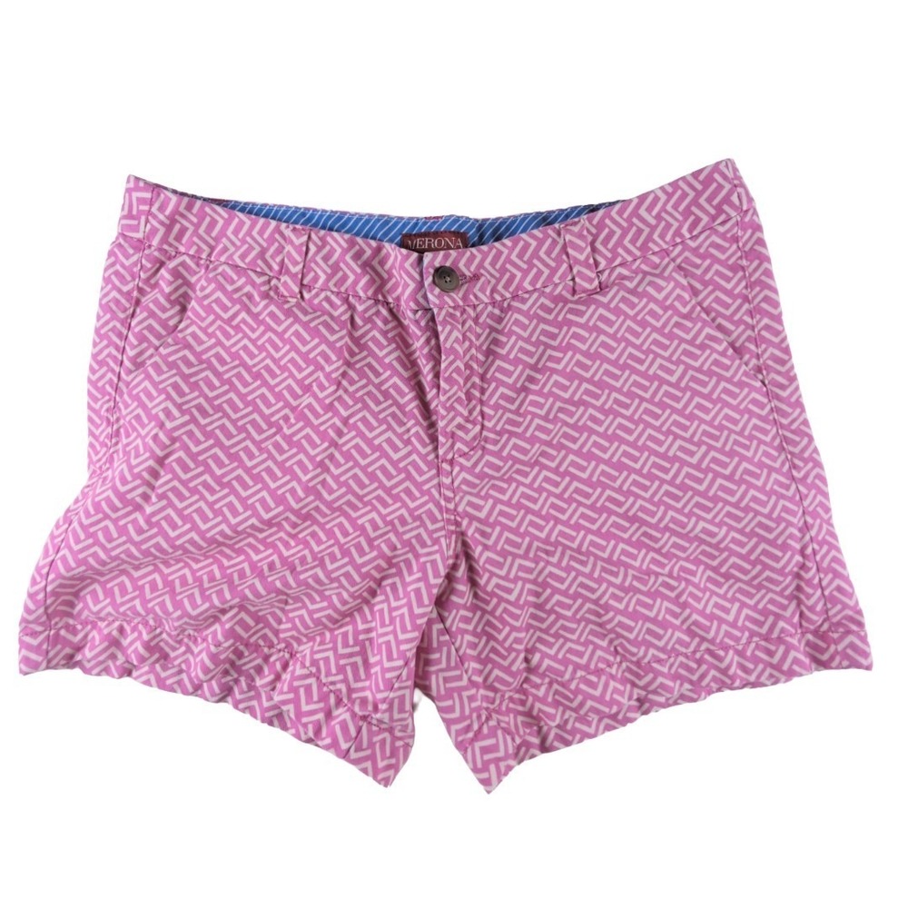 Merona Pink White‎ Patterned Shorts 100% Cotton Size 10 Maximalist Eclectic